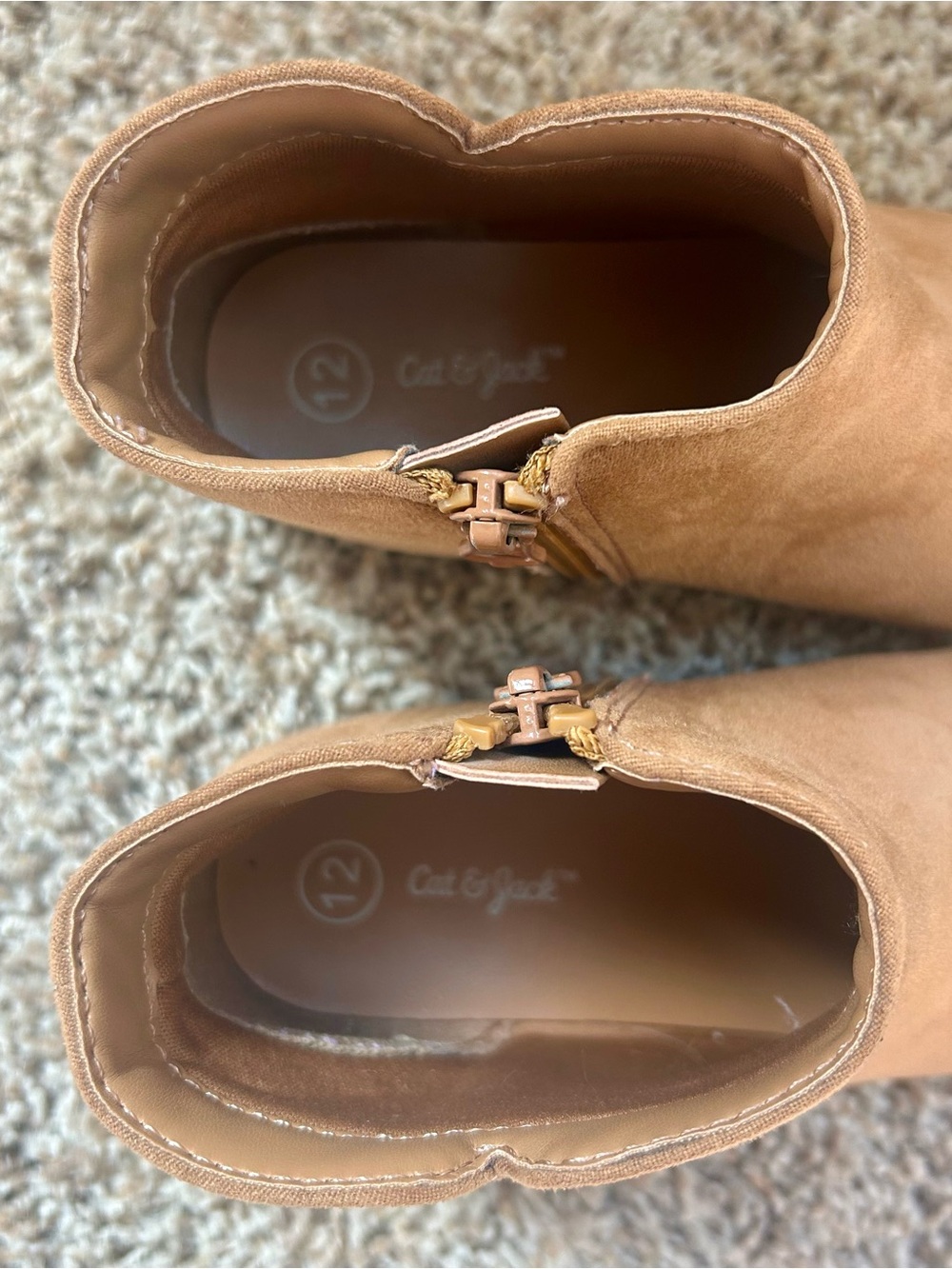 Cat & Jack Toddler Tan Suede Ankle Boots, 12T - Picture 5 of 7